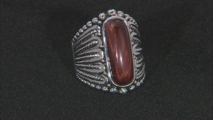 Red tiger's eye rhodium over sterling silver ring Video Thumbnail
