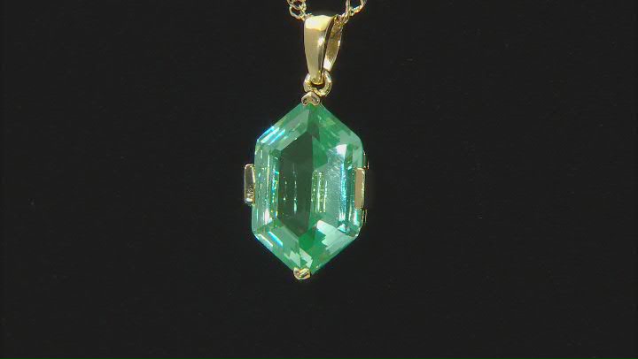 Green Lab Created Spinel 18k Yellow Gold Over Sterling Silver Pendant With Chain 6.74ctw Video Thumbnail