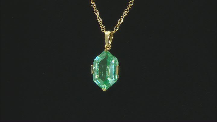 Green Lab Created Spinel 18k Yellow Gold Over Sterling Silver Pendant With Chain 6.74ctw Video Thumbnail