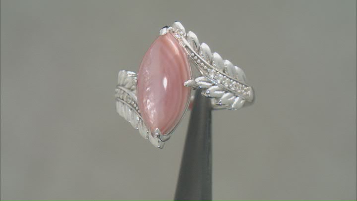 Pink Mother-Of-Pearl Rhodium Over Sterling Silver Ring 0.09ctw Video Thumbnail