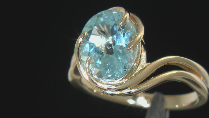 Sky Blue Topaz 18k Yellow Gold Over Sterling Silver Solitaire Ring 3.74ct Video Thumbnail