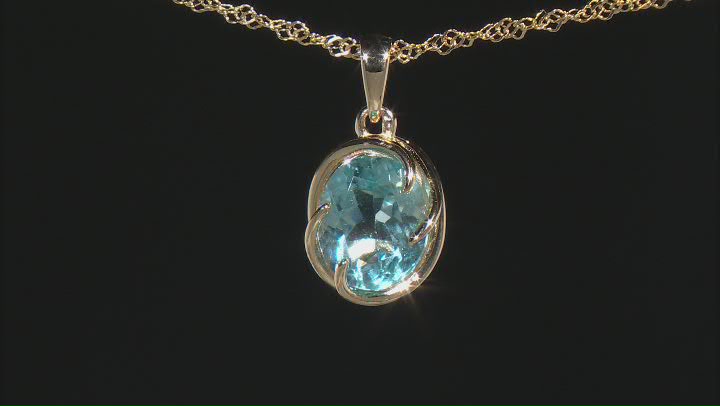 Sky Blue Topaz 18k Yellow Gold Over Sterling Silver Solitaire Pendant With Chain 3.74ct Video Thumbnail