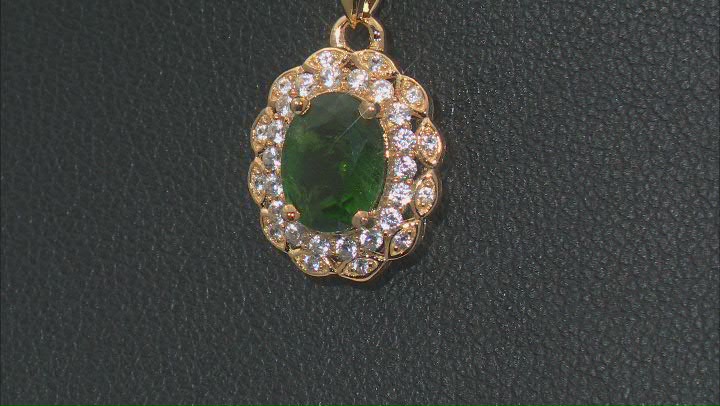 Green Chrome Diopside 18k Yellow Gold Over Sterling Silver Pendant With Chain 1.38ctw Video Thumbnail