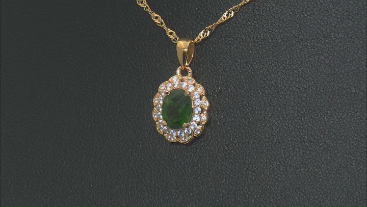 Green Chrome Diopside 18k Yellow Gold Over Sterling Silver Pendant With Chain 1.38ctw Video Thumbnail
