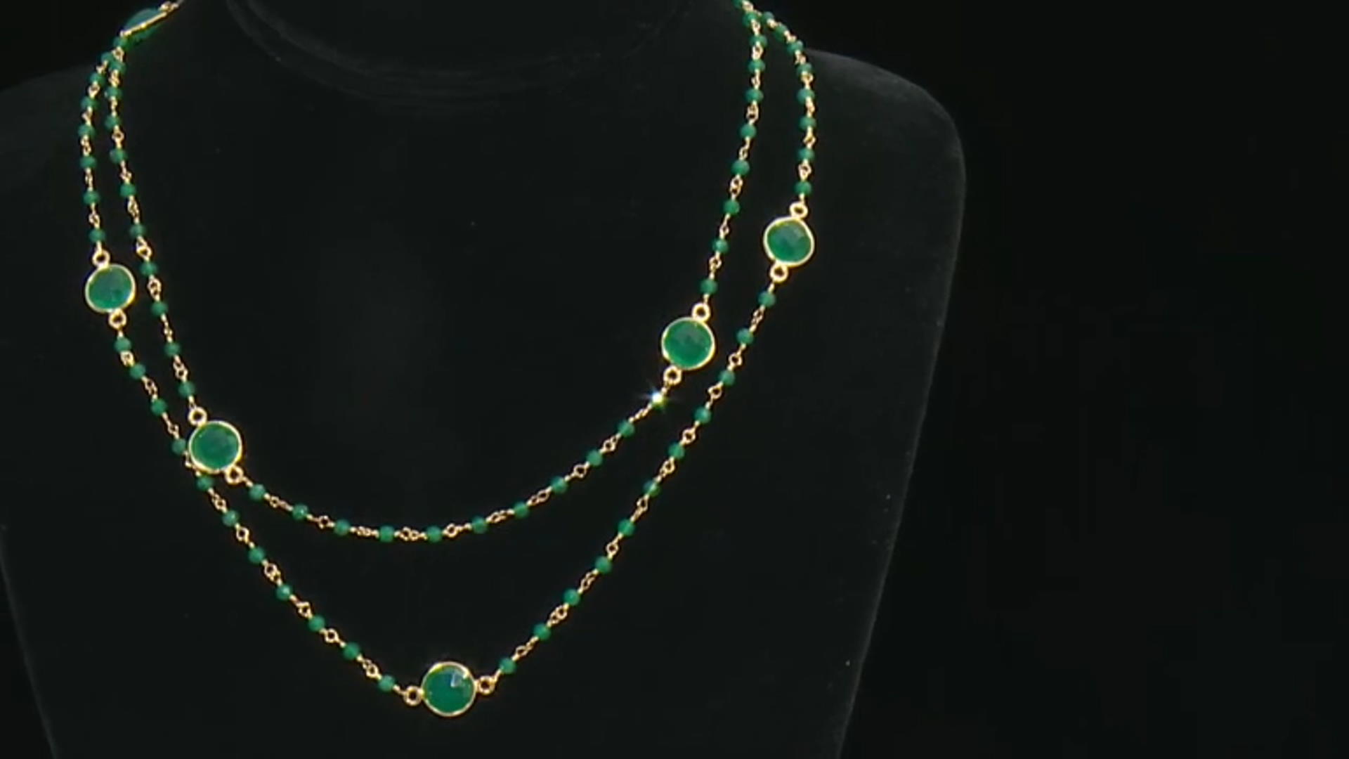 Green Onyx 18K Yellow Gold Over Sterling Silver Necklace Video Thumbnail