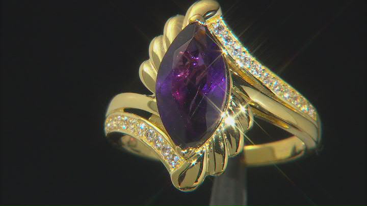 Purple Amethyst 18k Yellow Gold Over Sterling Silver Ring 2.54ctw Video Thumbnail