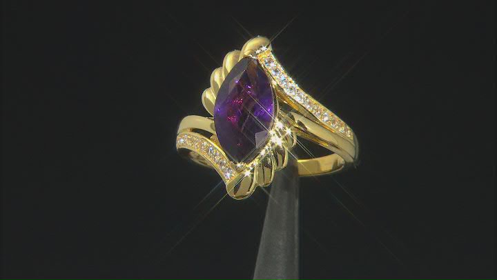 Purple Amethyst 18k Yellow Gold Over Sterling Silver Ring 2.54ctw Video Thumbnail