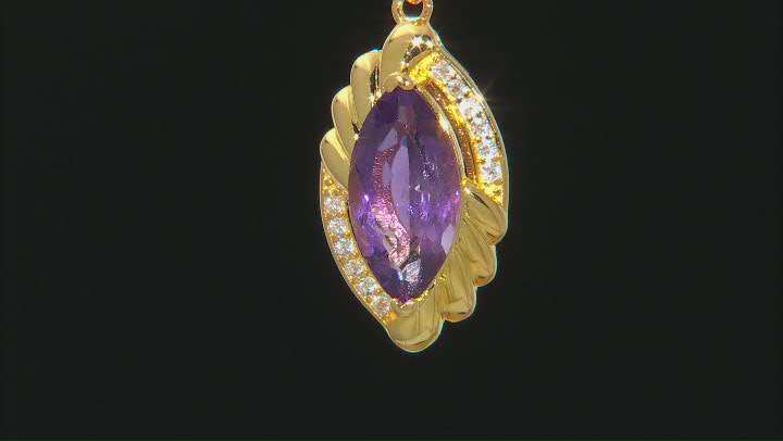 Purple Amethyst 18k Yellow Gold Over Sterling Silver Pendant With Chain 2.54ctw Video Thumbnail