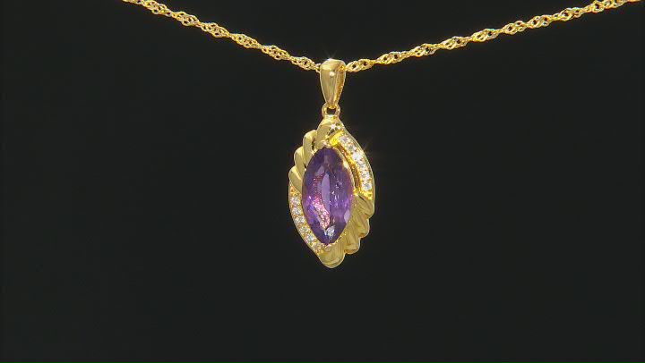 Purple Amethyst 18k Yellow Gold Over Sterling Silver Pendant With Chain 2.54ctw Video Thumbnail
