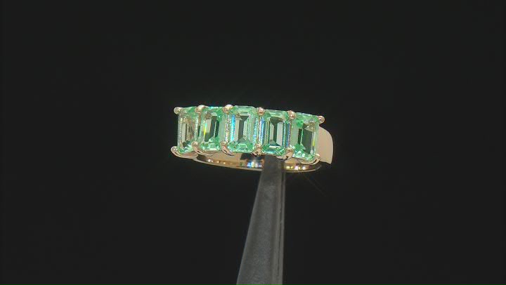 Green Lab Created Spinel 18k Yellow Gold Over Sterling Silver 5-Stone Ring 3.00ctw Video Thumbnail