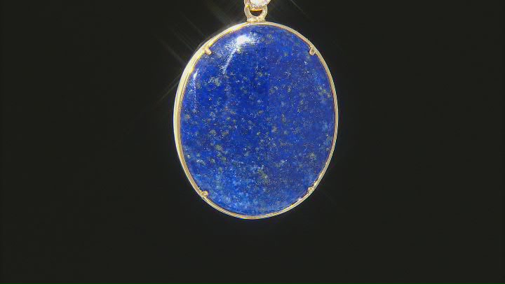 Blue Lapis Lazuli 18K Yellow Gold Over Sterling Silver Reversible Enhancer With Chain. 0.27ctw Video Thumbnail