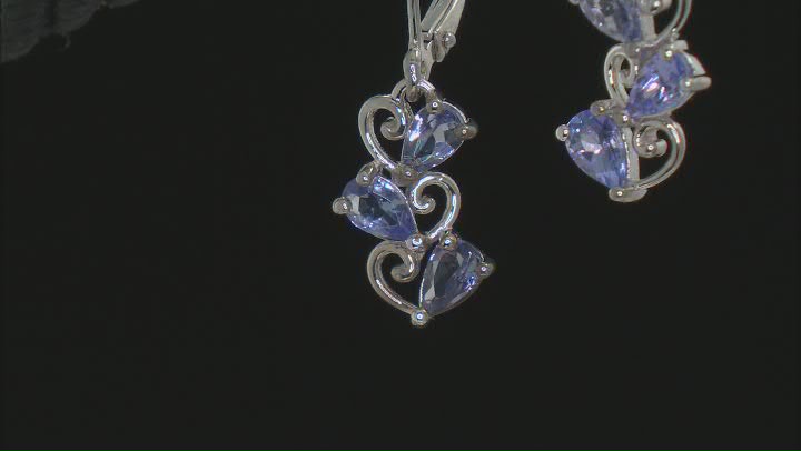 Blue Tanzanite Rhodium Over Sterling Silver Earrings 1.02ctw Video Thumbnail