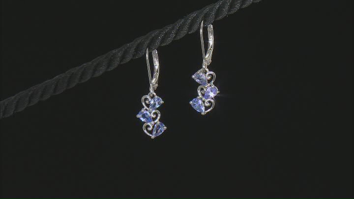 Blue Tanzanite Rhodium Over Sterling Silver Earrings 1.02ctw Video Thumbnail