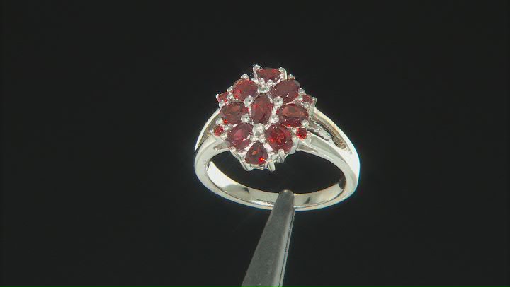 Red Garnet Rhodium Over Sterling Silver Ring 1.71ctw Video Thumbnail