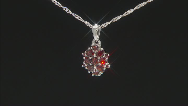 Red Garnet Rhodium Over Sterling Silver Pendant With Chain 1.71ctw Video Thumbnail