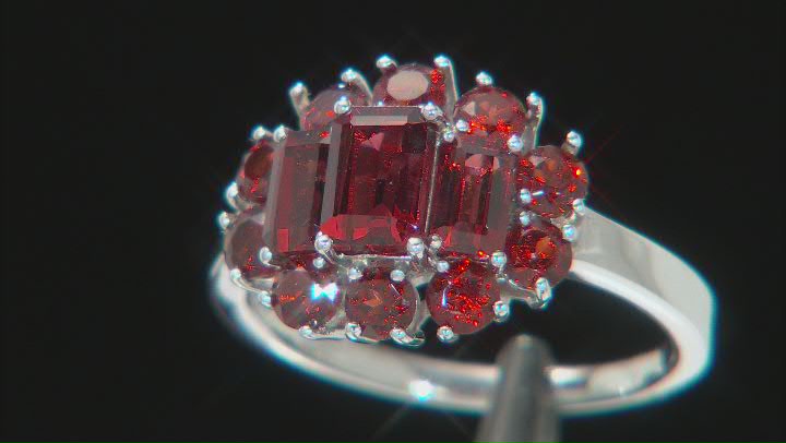 Red Garnet Rhodium Over Sterling Silver Ring  2.54ctw Video Thumbnail