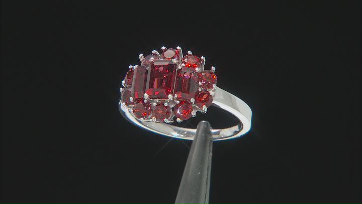 Red Garnet Rhodium Over Sterling Silver Ring  2.54ctw Video Thumbnail
