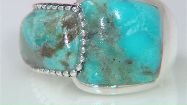 Blue Turquoise Rhodium Over Sterling Silver Ring. Video Thumbnail