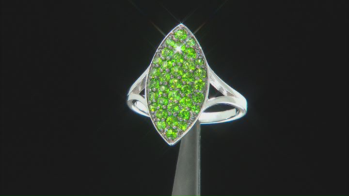 Green Chrome Diopside Rhodium Over Sterling Silver Ring 1.02ctw Video Thumbnail