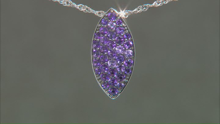 Purple Amethyst Rhodium Over Sterling Silver Pendant With Chain .90ctw