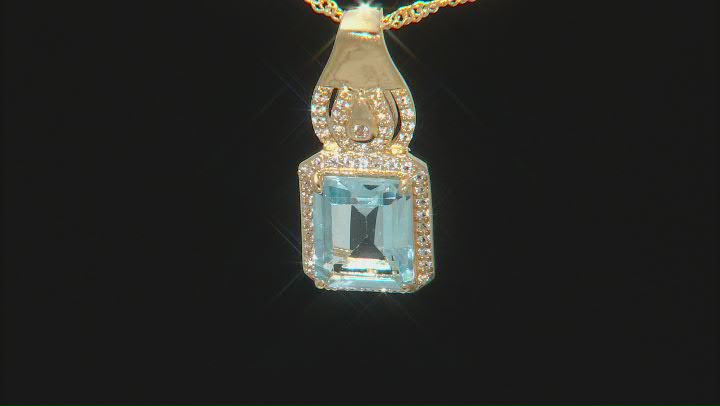 Sky Blue Topaz 18k Yellow Gold Over Sterling Silver Pendant With Chain 3.69ctw Video Thumbnail