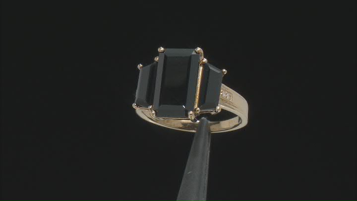 Black Spinel 18k Yellow Gold Over Sterling Silver Ring 9.74ctw Video Thumbnail