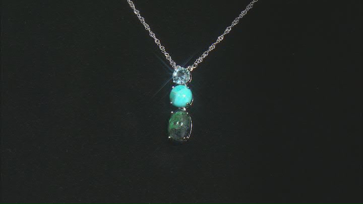 Blue Azurmalachite Rhodium Over Sterling Silver Necklace 0.94ctw Video Thumbnail