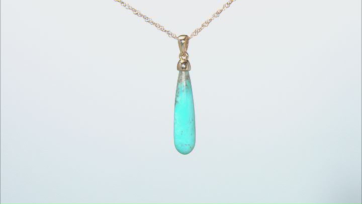 Blue Turquoise 18k Yellow Gold Over Sterling Silver Pendant With Chain Video Thumbnail