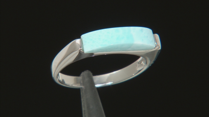 Blue Larimar Rhodium Over Sterling Silver Ring. Video Thumbnail