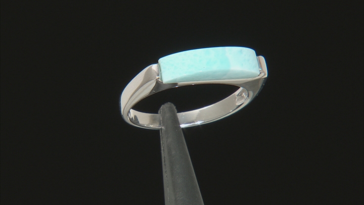 Blue Larimar Rhodium Over Sterling Silver Ring. Video Thumbnail