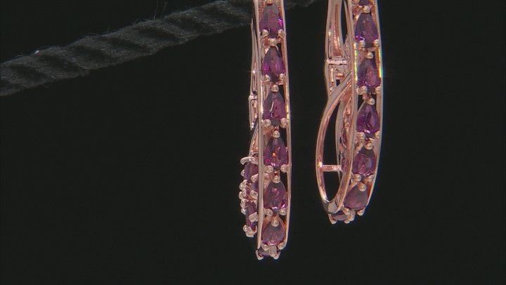 Raspberry Rhodolite 18k Rose Gold Over Sterling Silver Earrings 4.39ctw Video Thumbnail