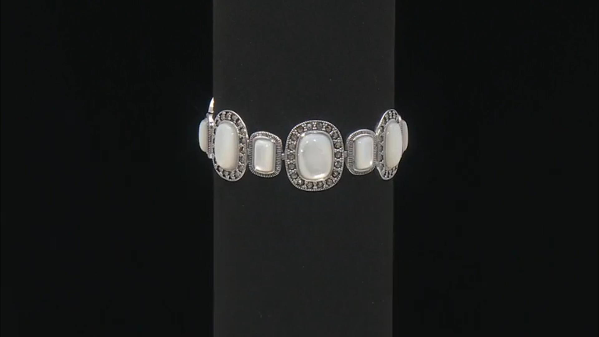 White mother-of-pearl rhodium over sterling silver bracelet Video Thumbnail