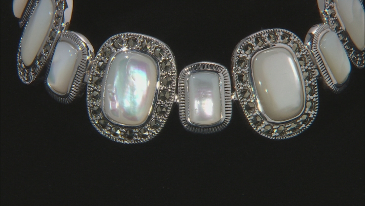 White mother-of-pearl rhodium over sterling silver bracelet Video Thumbnail