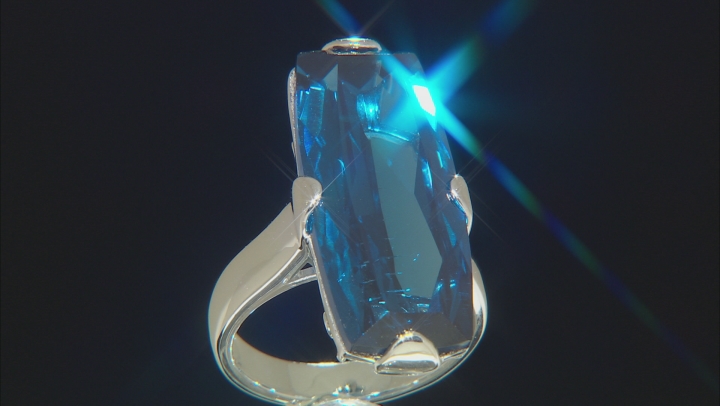 Blue Lab Created Spinel Rhodium Over Silver Ring 20.46ctw Video Thumbnail