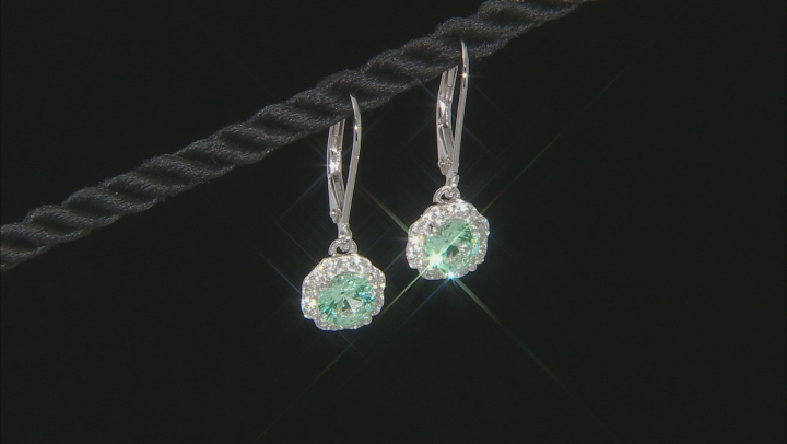 Green Lab Created Spinel Rhodium Over Silver Jewelry Set 5.79ctw Video Thumbnail