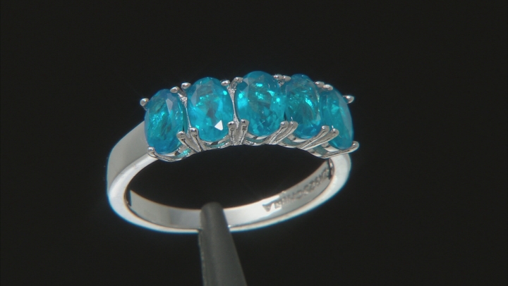 Neon apatite rhodium over sterling silver ring 2.15ctw Video Thumbnail