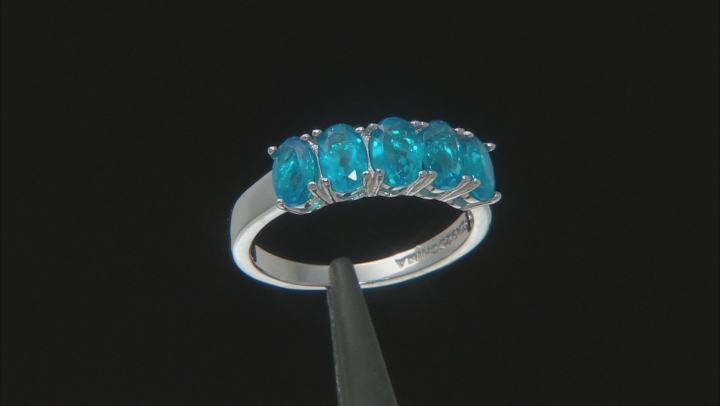 Neon apatite rhodium over sterling silver ring 2.15ctw Video Thumbnail