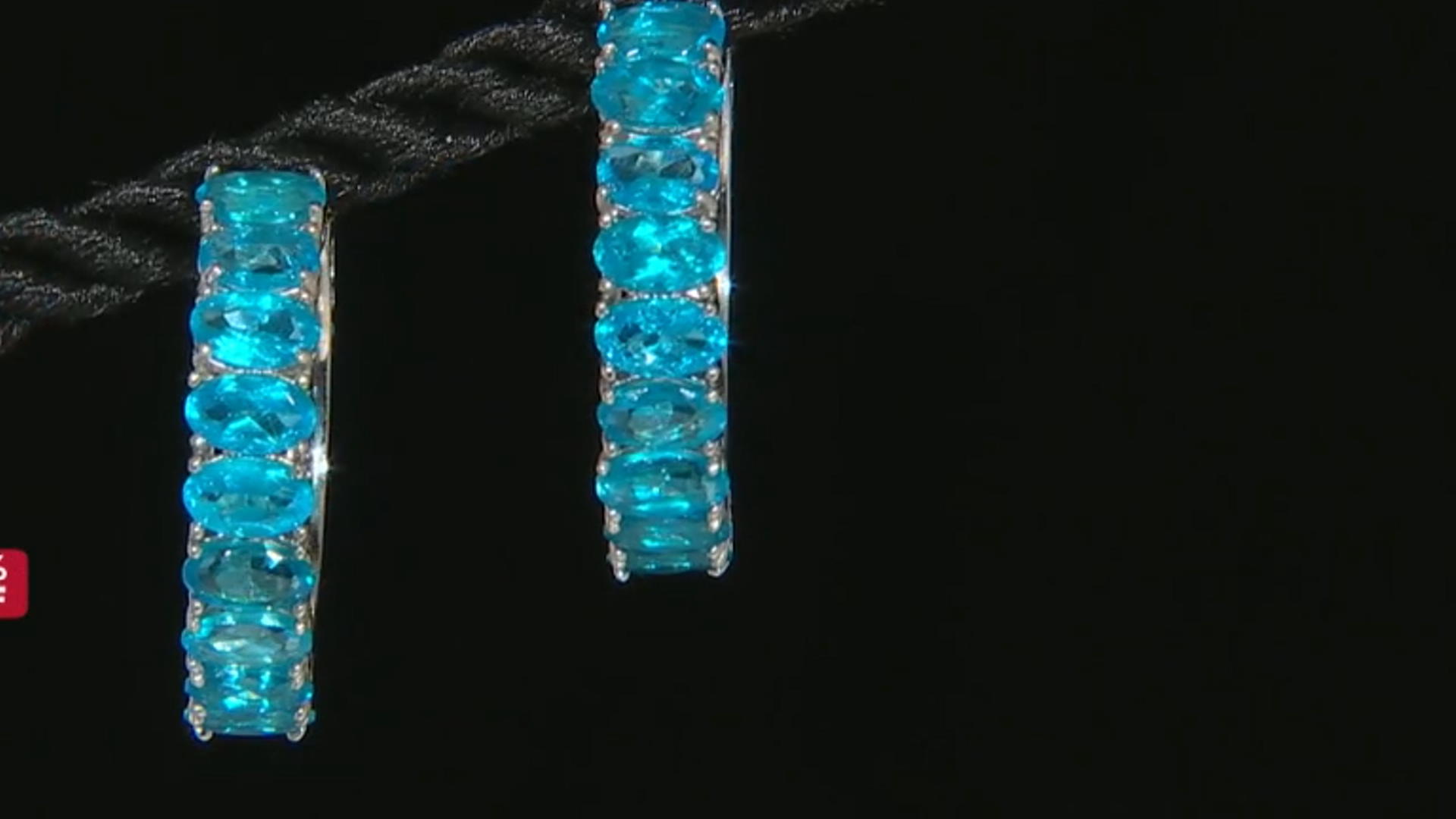 Neon apatite rhodium over sterling silver hoop earrings 3.78ctw Video Thumbnail