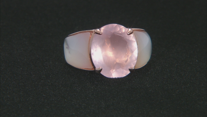 Pink rose quartz 18k rose gold over silver ring Video Thumbnail