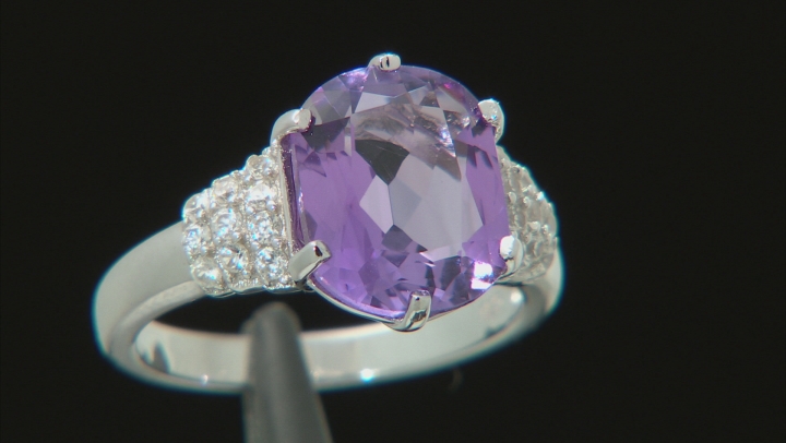 Purple amethyst rhodium over silver ring 3.87ctw Video Thumbnail
