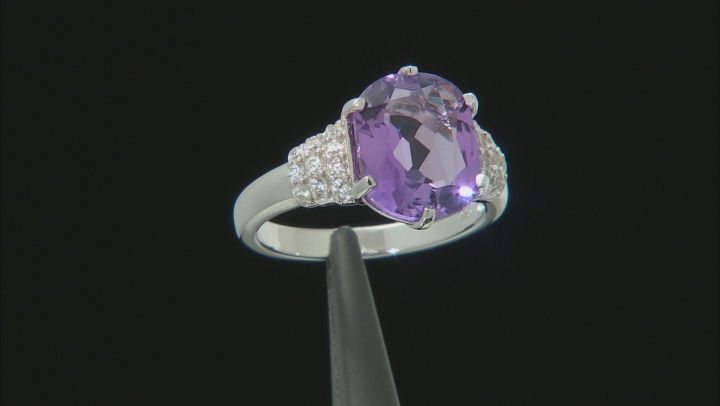 Purple amethyst rhodium over silver ring 3.87ctw Video Thumbnail