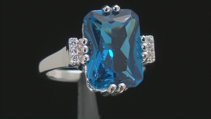 Blue Lab Created Spinel Rhodium Over Silver Ring 6.69ctw Video Thumbnail