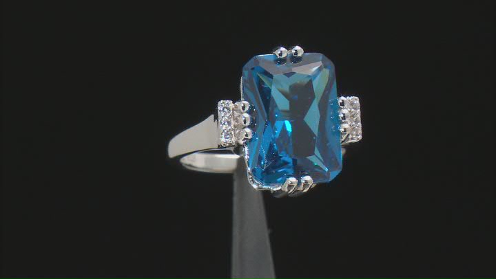 Blue Lab Created Spinel Rhodium Over Silver Ring 6.69ctw Video Thumbnail