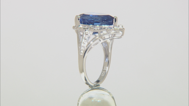 Blue Color Change Fluorite Rhodium Over Silver Ring 9.29ctw Video Thumbnail