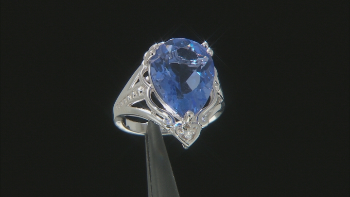 Blue Color Change Fluorite Rhodium Over Silver Ring 9.29ctw Video Thumbnail