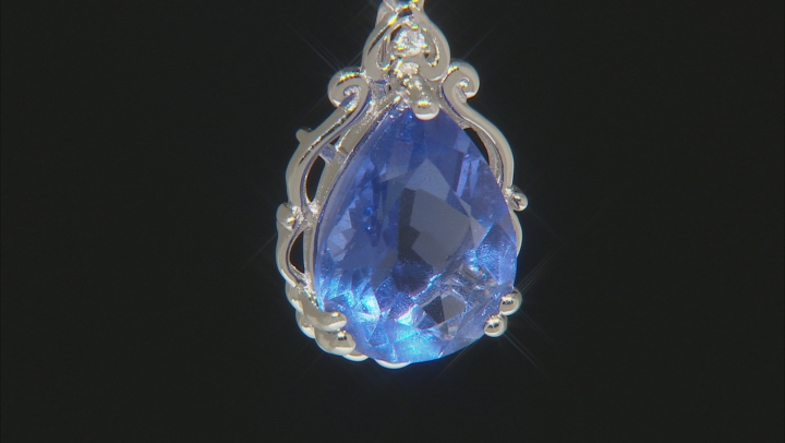Blue Color Change Fluorite Rhodium Over Silver Pendant With Chain 9.29ctw Video Thumbnail