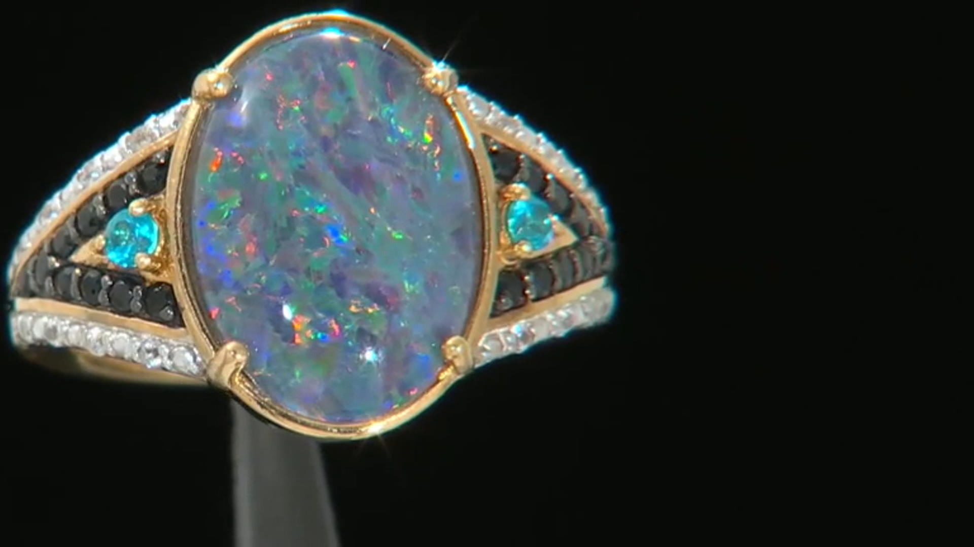 Light Multicolor Australian Opal Silver Ring