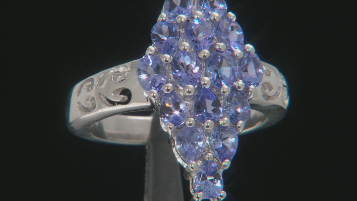 Blue tanzanite rhodium over silver ring 2.31ctw Video Thumbnail