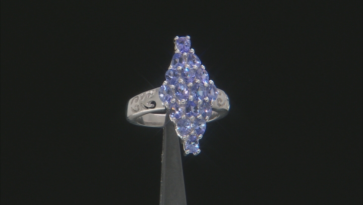 Blue tanzanite rhodium over silver ring 2.31ctw Video Thumbnail