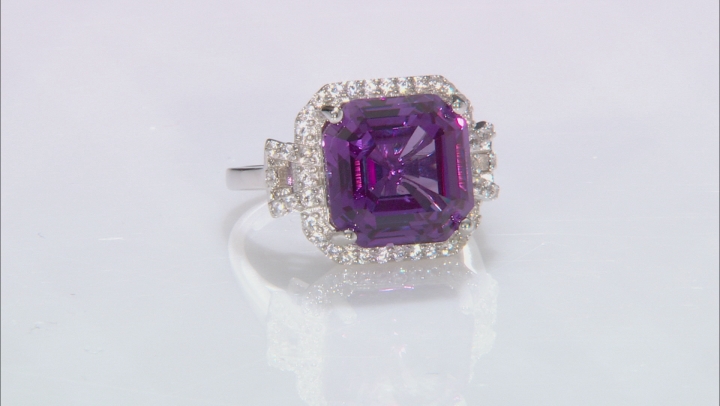 Purple Lab Created Color Change Sapphire Rhodium Over Silver Ring 9.37ctw Video Thumbnail